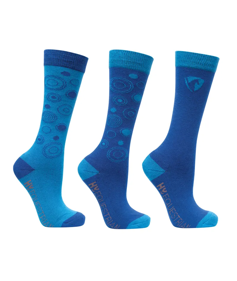 Hy Equestrian DynaMizs Ecliptic Socks - Pack of 3 - Cobalt/Ocean